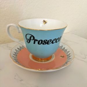Prosecco Tea Cup with Gold Trim